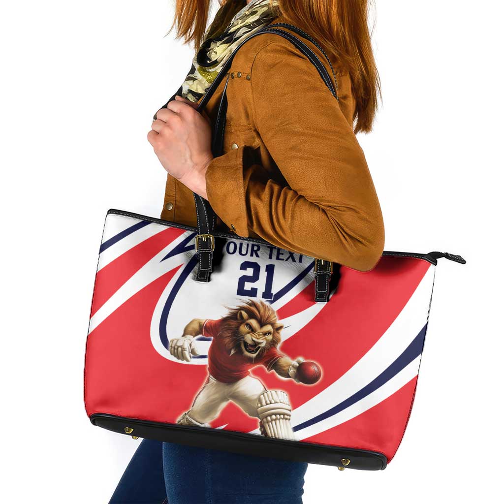 England Lion Mascot Cricket Custom Leather Tote Bag Unique Pattern