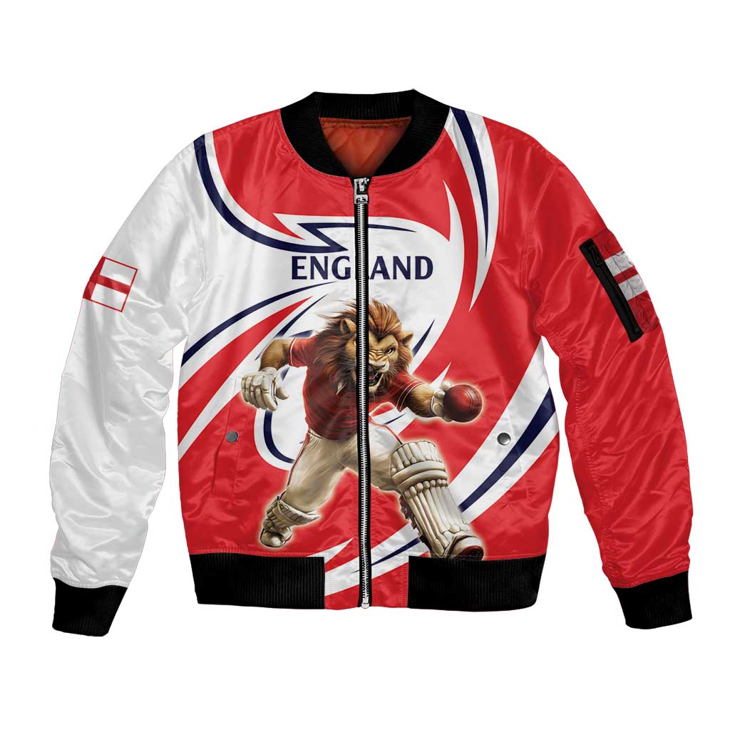 England Lion Mascot Cricket Custom Sleeve Zip Bomber Jacket Unique Pattern