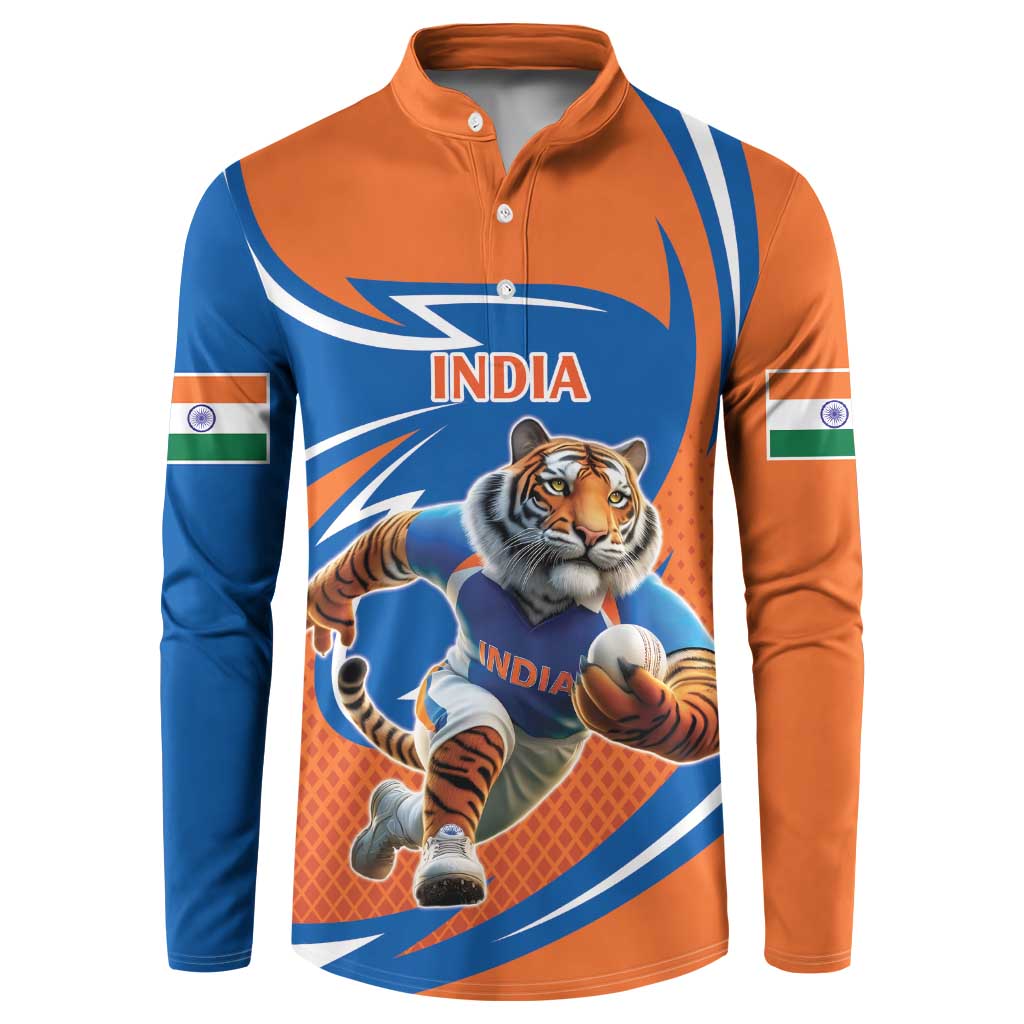 Indian Bengal Tiger Cricket Custom Button Sweatshirt Unique Pattern