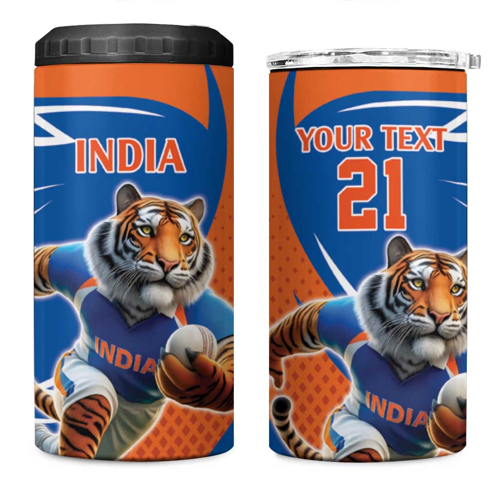 Indian Bengal Tiger Cricket Custom 4 in 1 Can Cooler Tumbler Unique Pattern