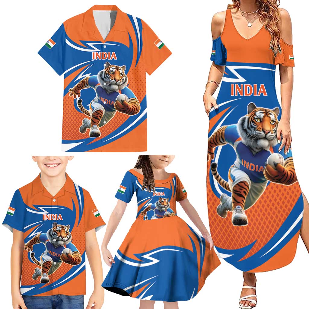 Indian Bengal Tiger Cricket Custom Family Matching Summer Maxi Dress and Hawaiian Shirt Unique Pattern