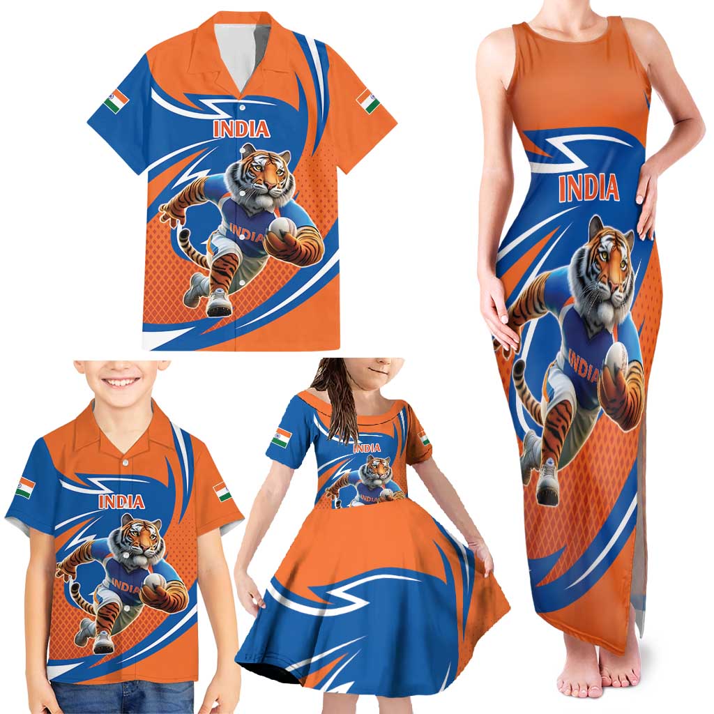 Indian Bengal Tiger Cricket Custom Family Matching Tank Maxi Dress and Hawaiian Shirt Unique Pattern