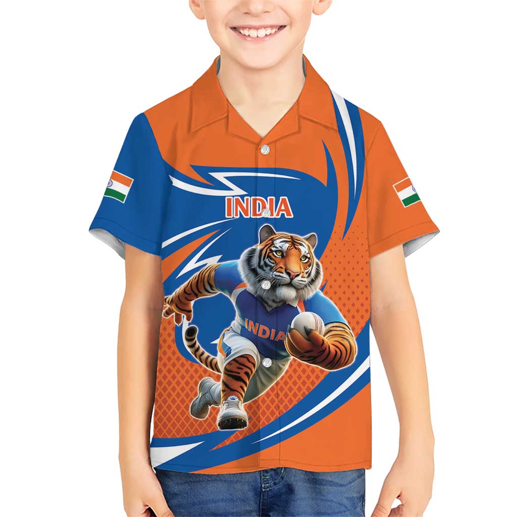 Indian Bengal Tiger Cricket Custom Kid Hawaiian Shirt Unique Pattern