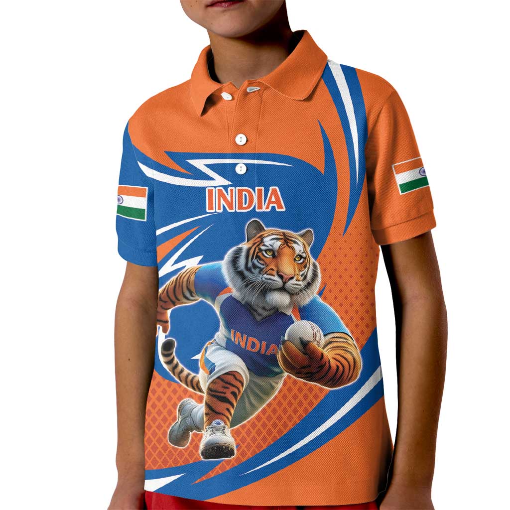 Indian Bengal Tiger Cricket Custom Kid Polo Shirt Unique Pattern