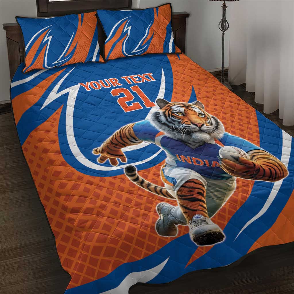 Indian Bengal Tiger Cricket Custom Quilt Bed Set Unique Pattern