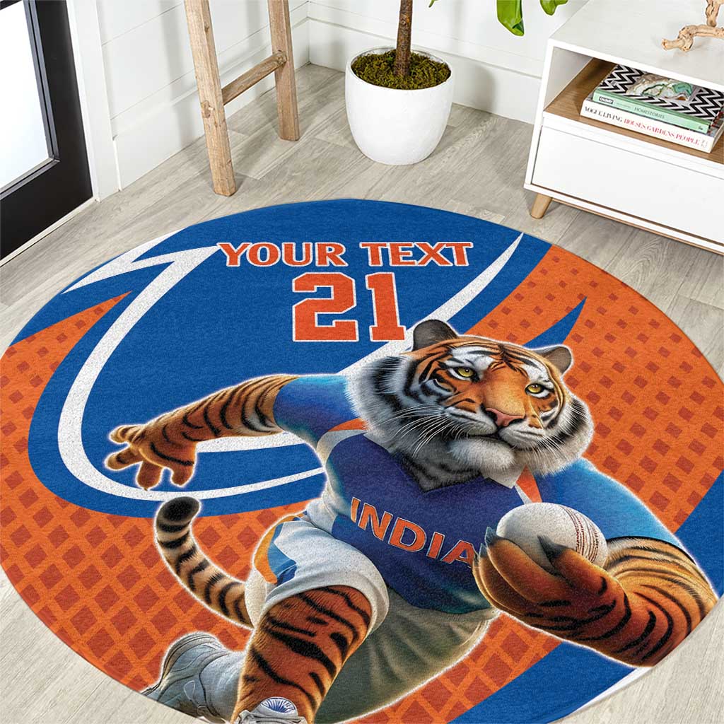 Indian Bengal Tiger Cricket Custom Round Carpet Unique Pattern