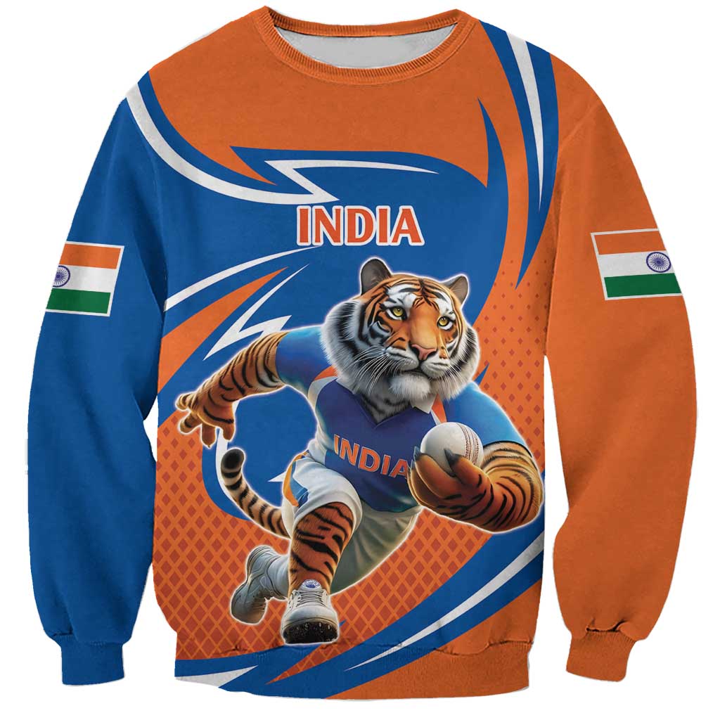 Indian Bengal Tiger Cricket Custom Sweatshirt Unique Pattern