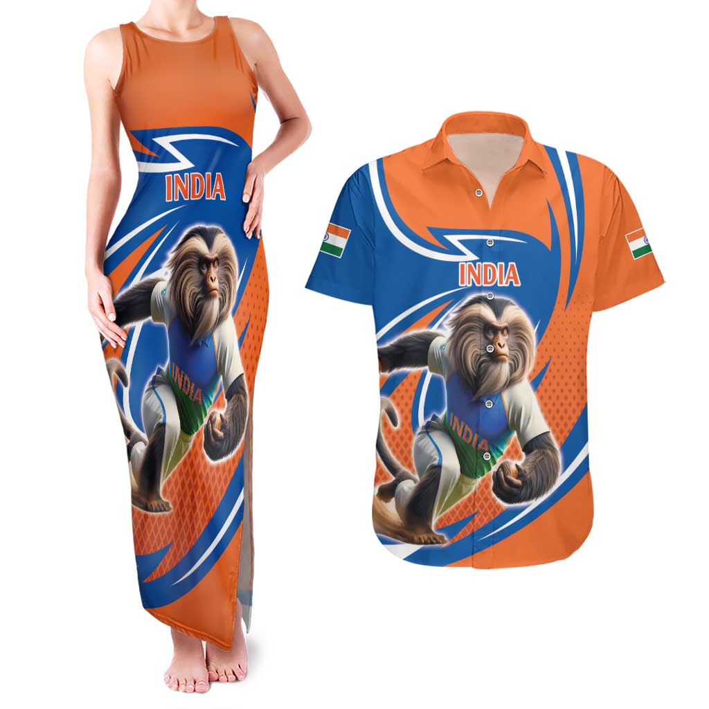 Indian Nilgiri Langur Cricket Custom Couples Matching Tank Maxi Dress and Hawaiian Shirt Unique Pattern