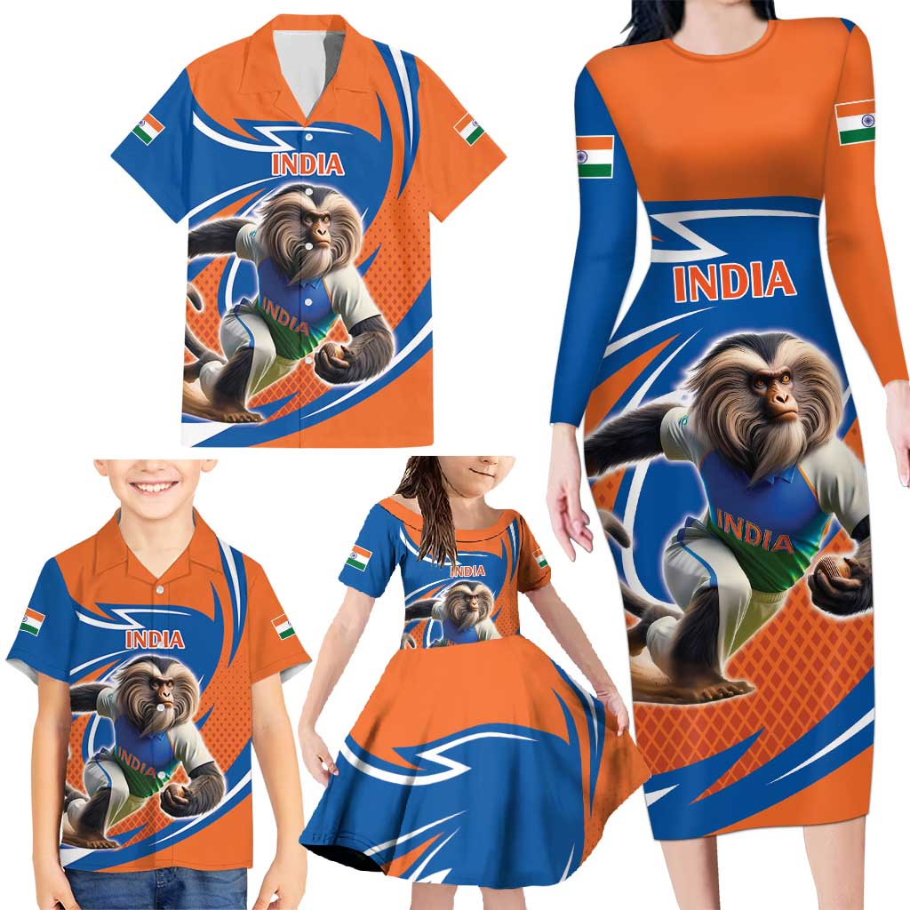 Indian Nilgiri Langur Cricket Custom Family Matching Long Sleeve Bodycon Dress and Hawaiian Shirt Unique Pattern