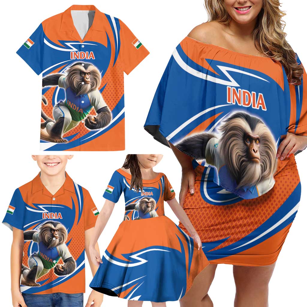 Indian Nilgiri Langur Cricket Custom Family Matching Off Shoulder Short Dress and Hawaiian Shirt Unique Pattern