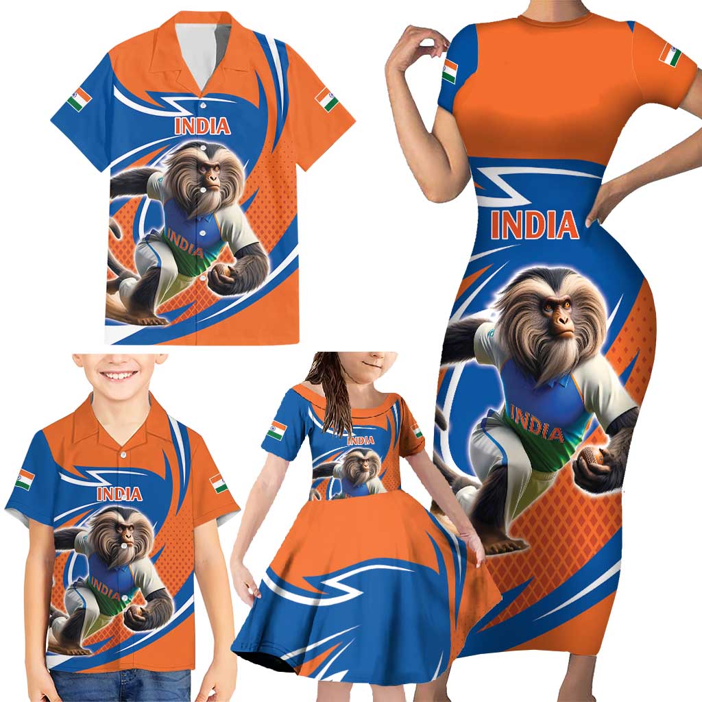 Indian Nilgiri Langur Cricket Custom Family Matching Short Sleeve Bodycon Dress and Hawaiian Shirt Unique Pattern