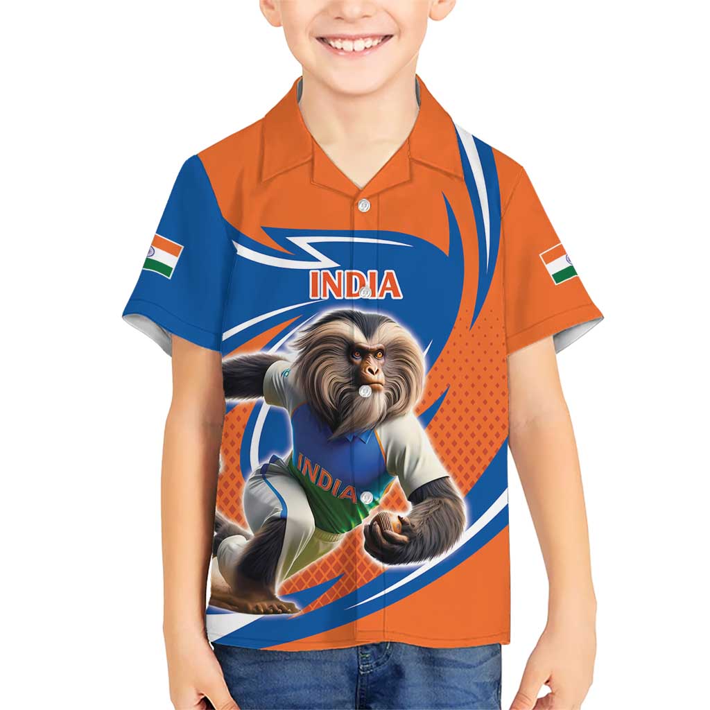 Indian Nilgiri Langur Cricket Custom Kid Hawaiian Shirt Unique Pattern