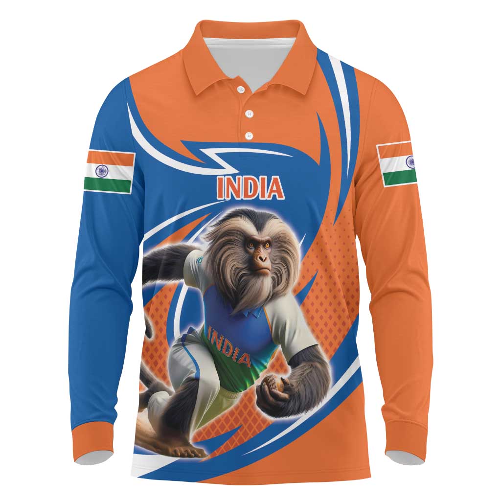 Indian Nilgiri Langur Cricket Custom Long Sleeve Polo Shirt Unique Pattern