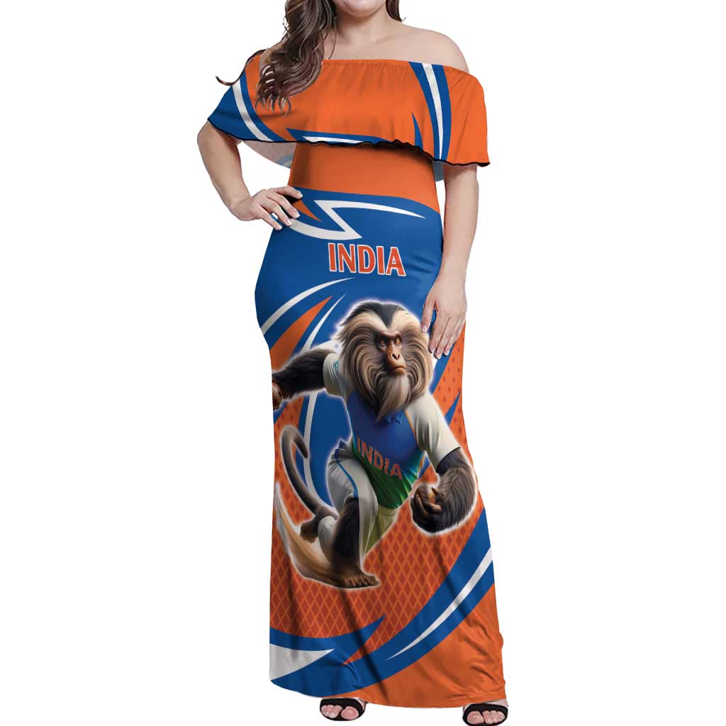 Indian Nilgiri Langur Cricket Custom Off Shoulder Maxi Dress Unique Pattern