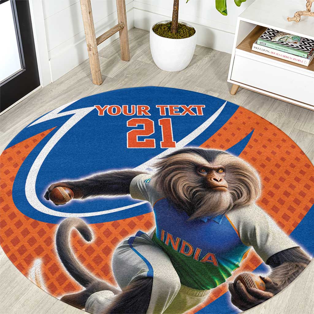 Indian Nilgiri Langur Cricket Custom Round Carpet Unique Pattern