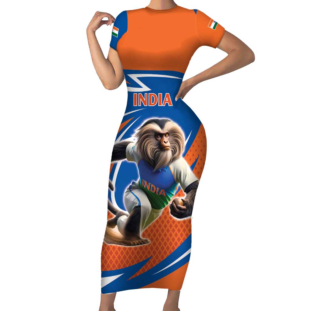 Indian Nilgiri Langur Cricket Custom Short Sleeve Bodycon Dress Unique Pattern