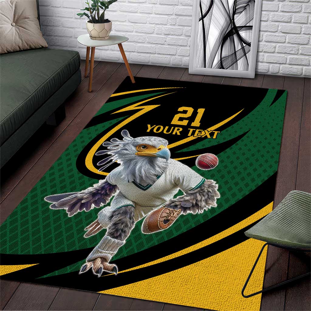 South African Secretary Bird Cricket Custom Area Rug Unique Pattern