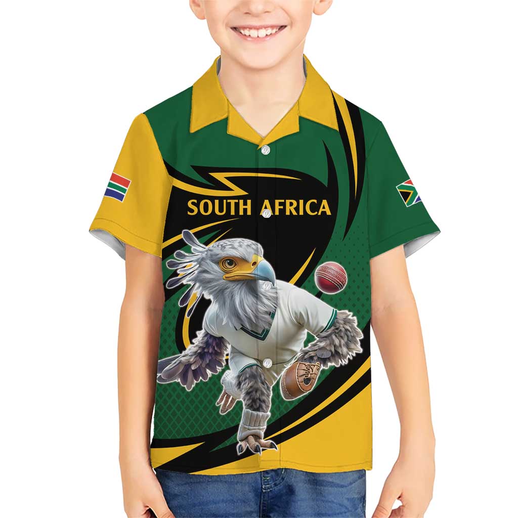 South African Secretary Bird Cricket Custom Kid Hawaiian Shirt Unique Pattern