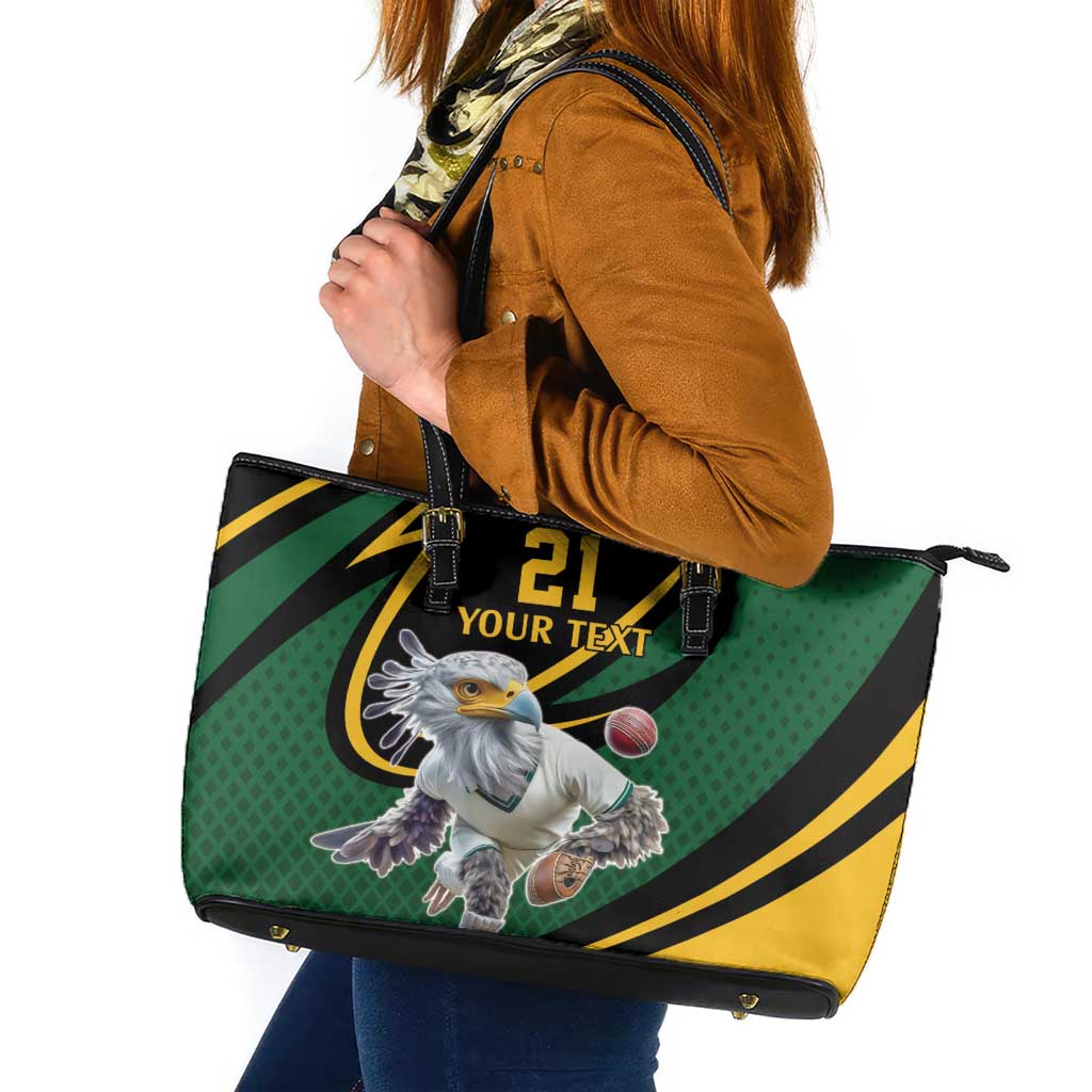 South African Secretary Bird Cricket Custom Leather Tote Bag Unique Pattern