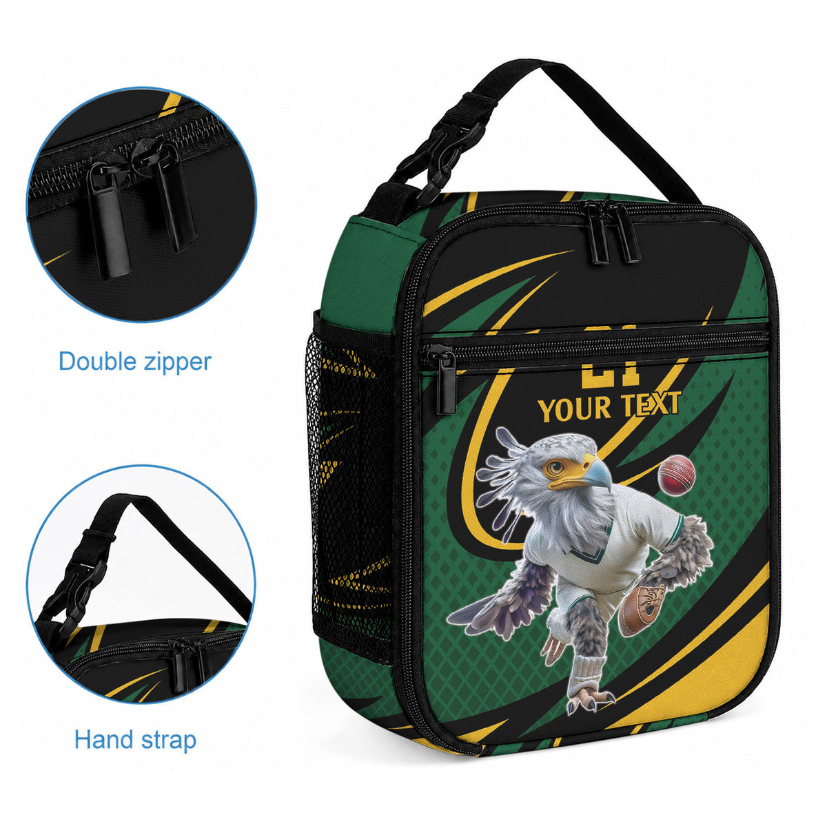 Secretary Bird South Africa Cricket Custom Lunch Bag Unique Pattern
