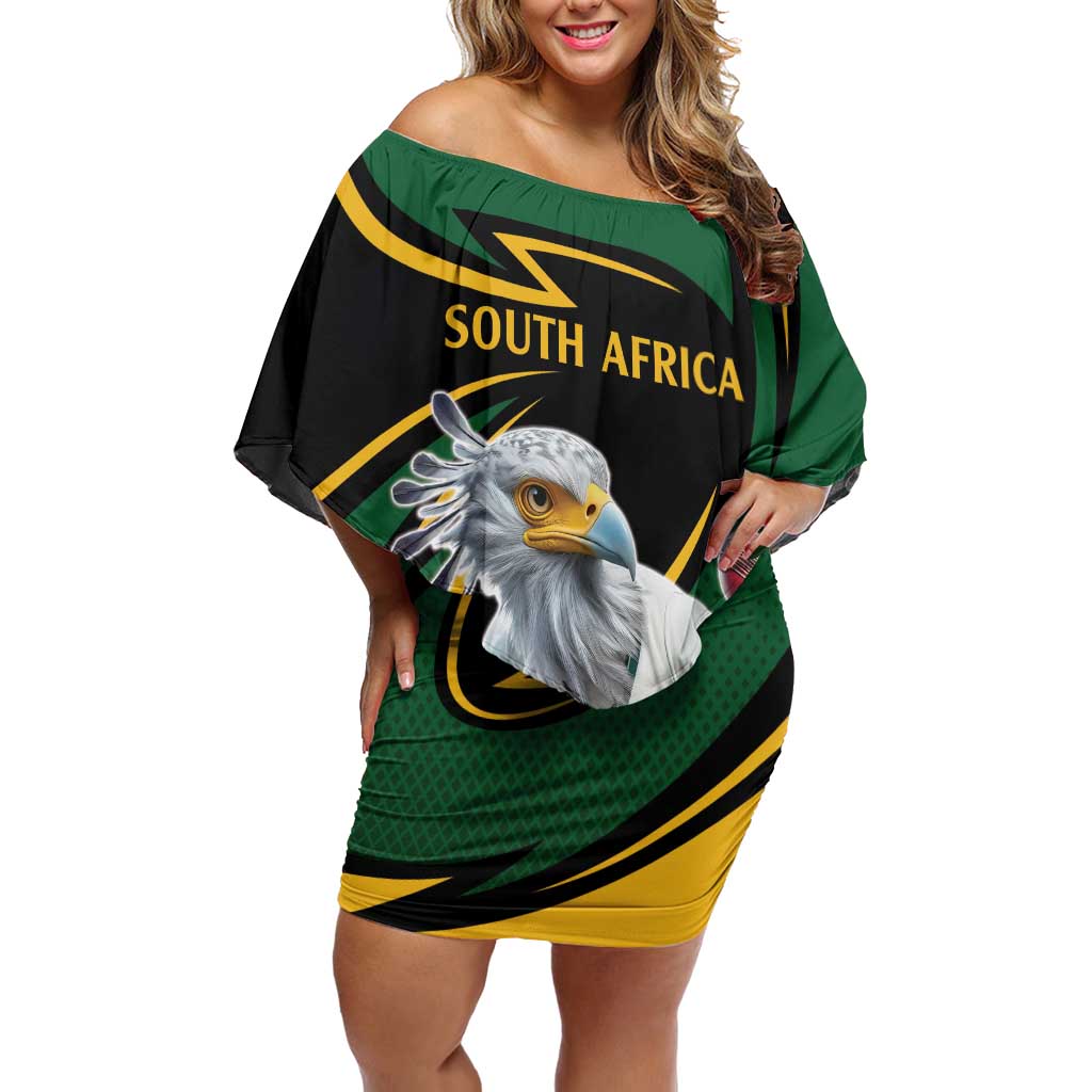 South African Secretary Bird Cricket Custom Off Shoulder Short Dress Unique Pattern