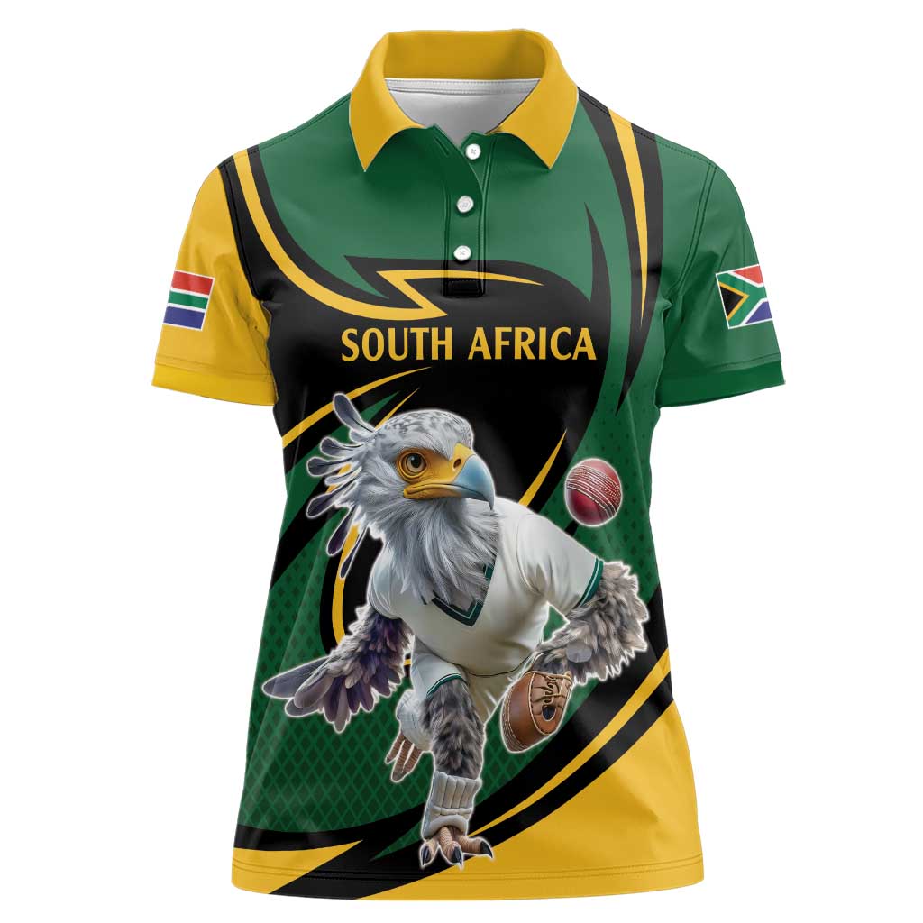 South African Secretary Bird Cricket Custom Women Polo Shirt Unique Pattern