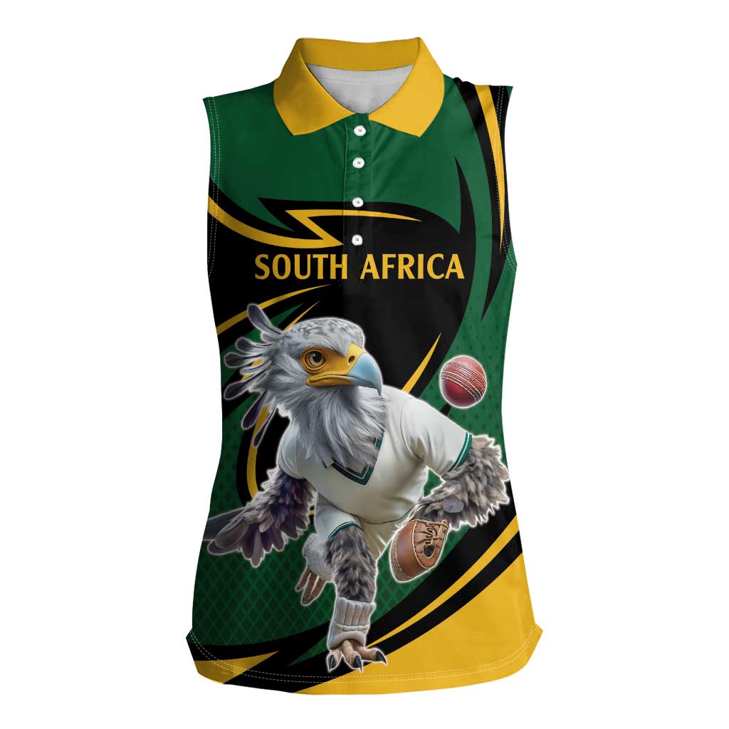 South African Secretary Bird Cricket Custom Women Sleeveless Polo Shirt Unique Pattern