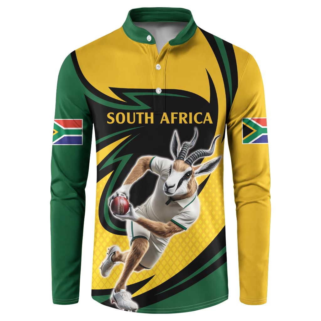 South African Springbok Cricket Custom Button Sweatshirt Unique Pattern