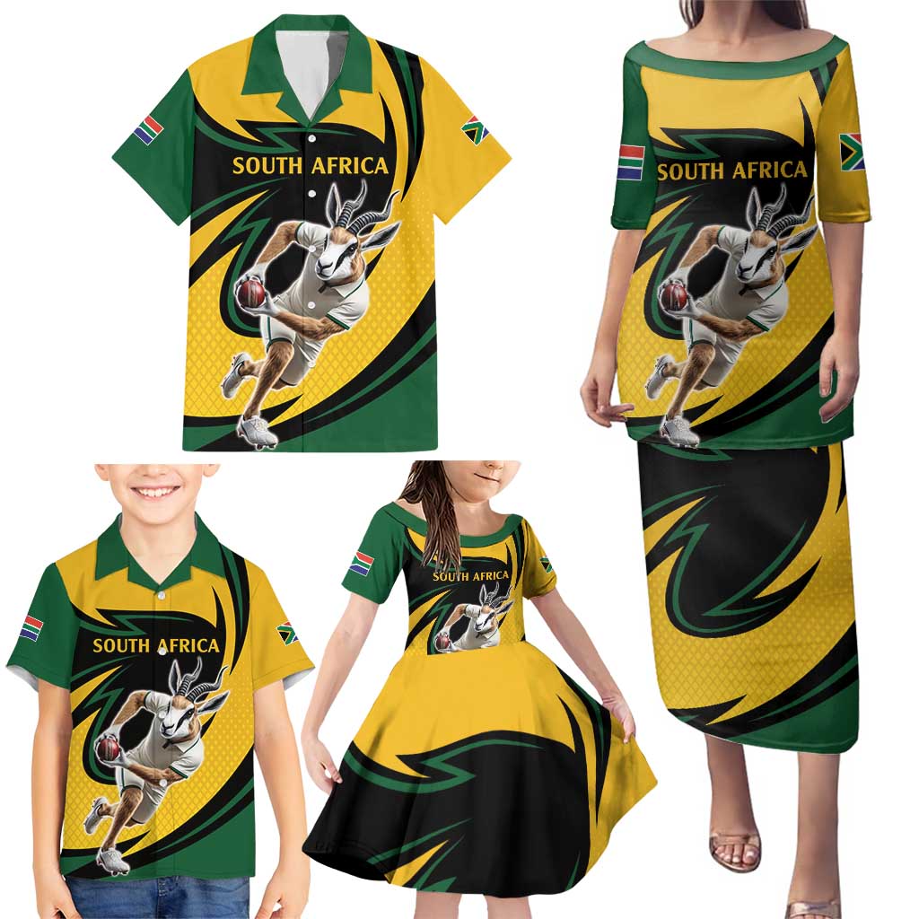 South African Springbok Cricket Custom Family Matching Puletasi and Hawaiian Shirt Unique Pattern