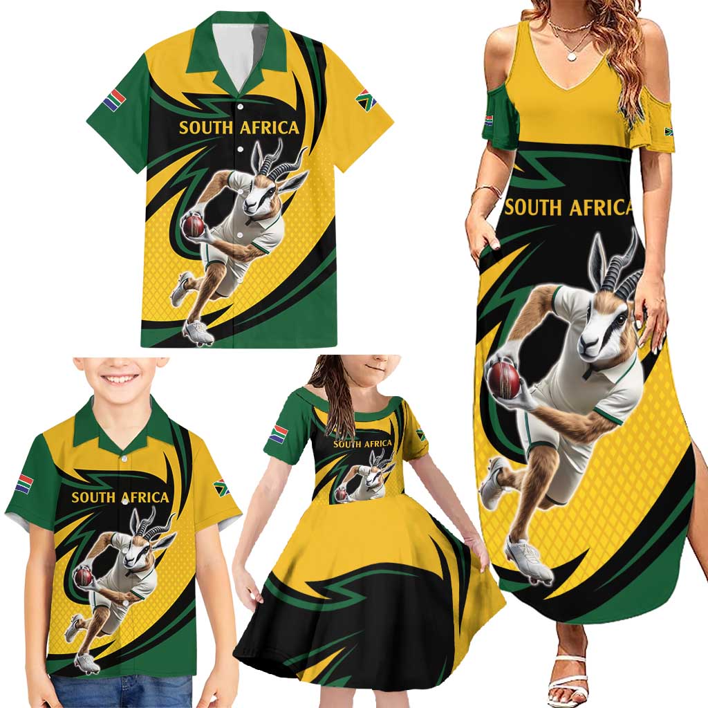 South African Springbok Cricket Custom Family Matching Summer Maxi Dress and Hawaiian Shirt Unique Pattern