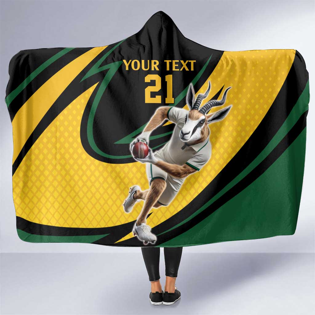 South African Springbok Cricket Custom Hooded Blanket Unique Pattern