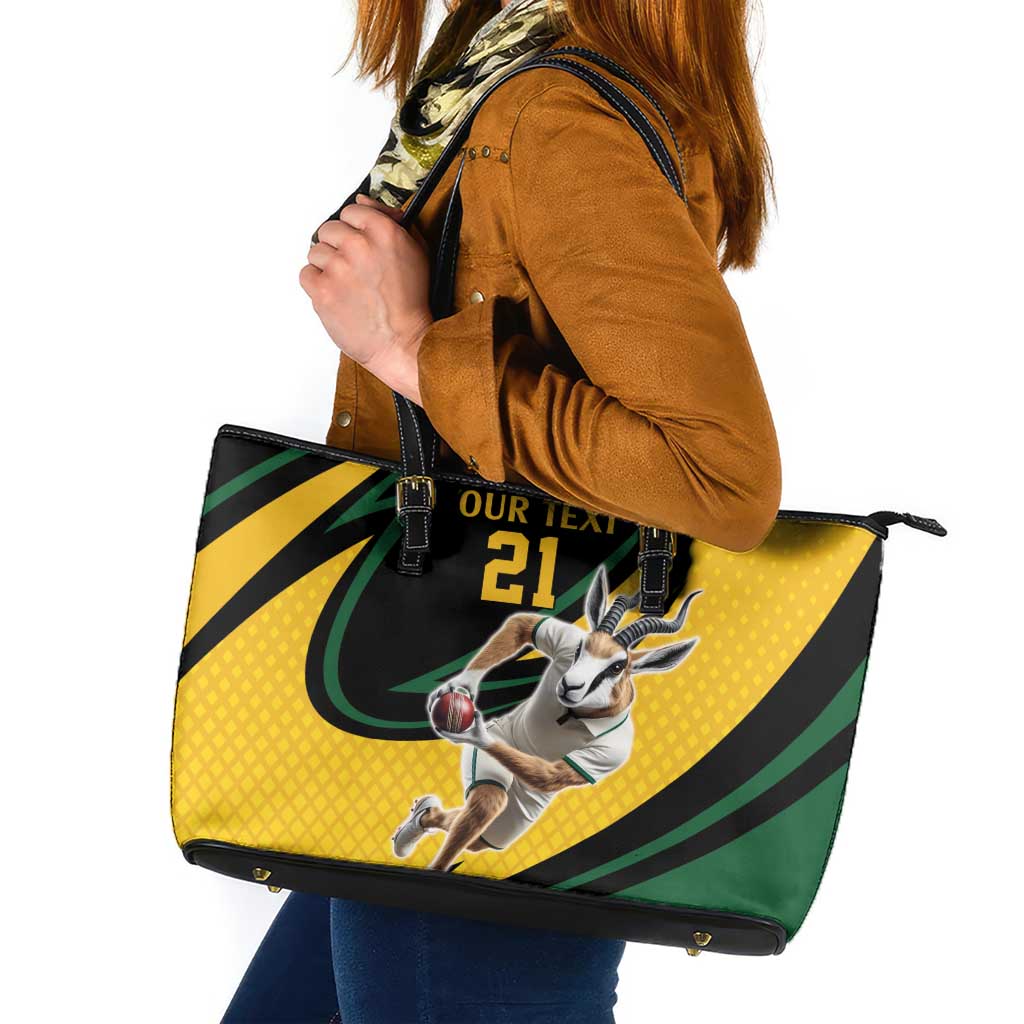 South African Springbok Cricket Custom Leather Tote Bag Unique Pattern