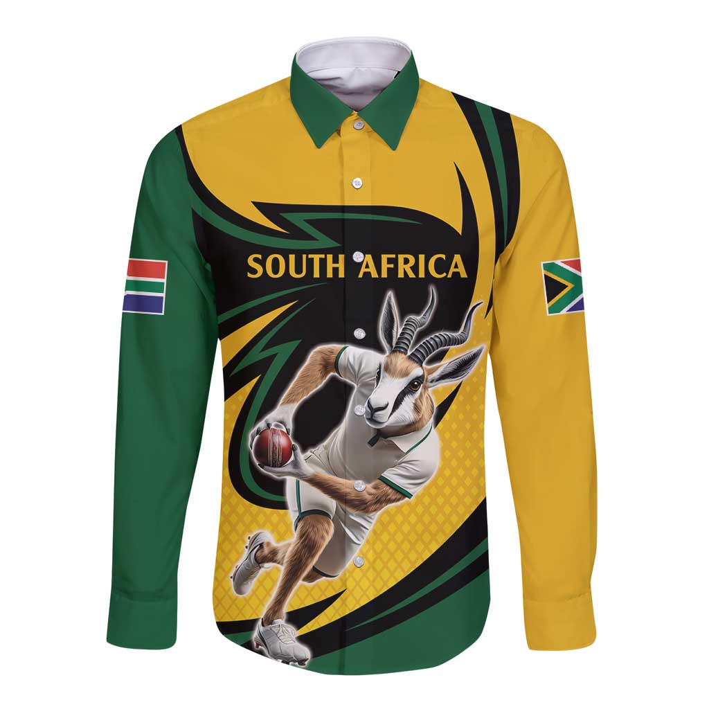 South African Springbok Cricket Custom Long Sleeve Button Shirt Unique Pattern