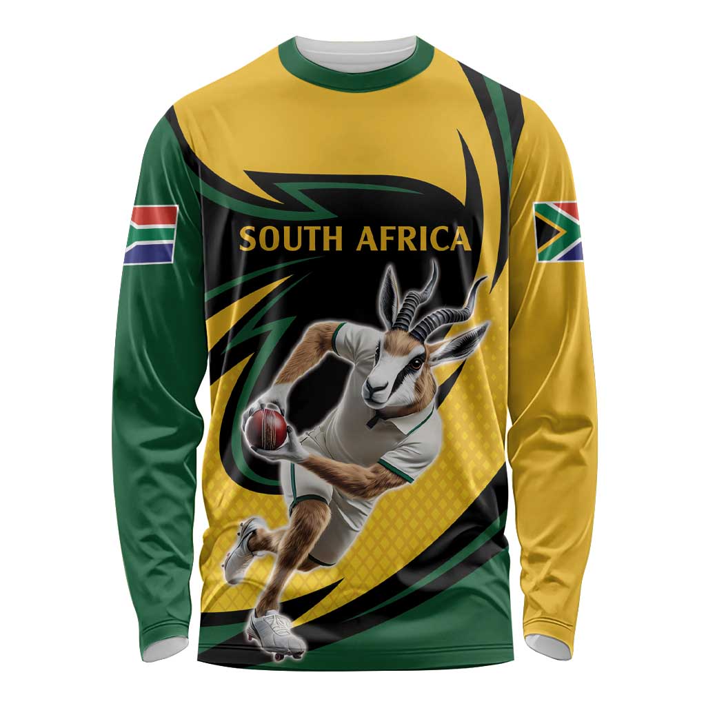 South African Springbok Cricket Custom Long Sleeve Shirt Unique Pattern