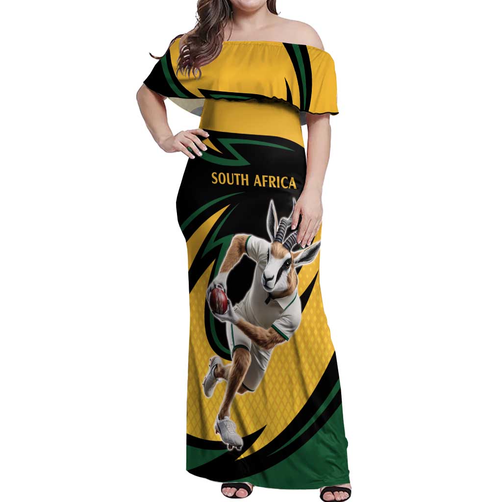 South African Springbok Cricket Custom Off Shoulder Maxi Dress Unique Pattern