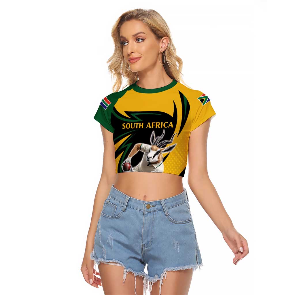 South African Springbok Cricket Custom Raglan Cropped T Shirt Unique Pattern