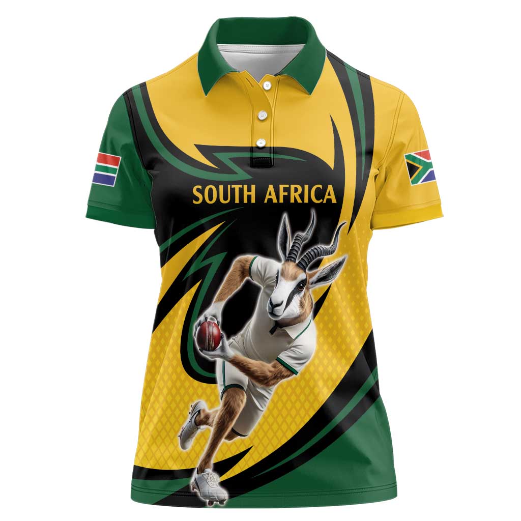 South African Springbok Cricket Custom Women Polo Shirt Unique Pattern