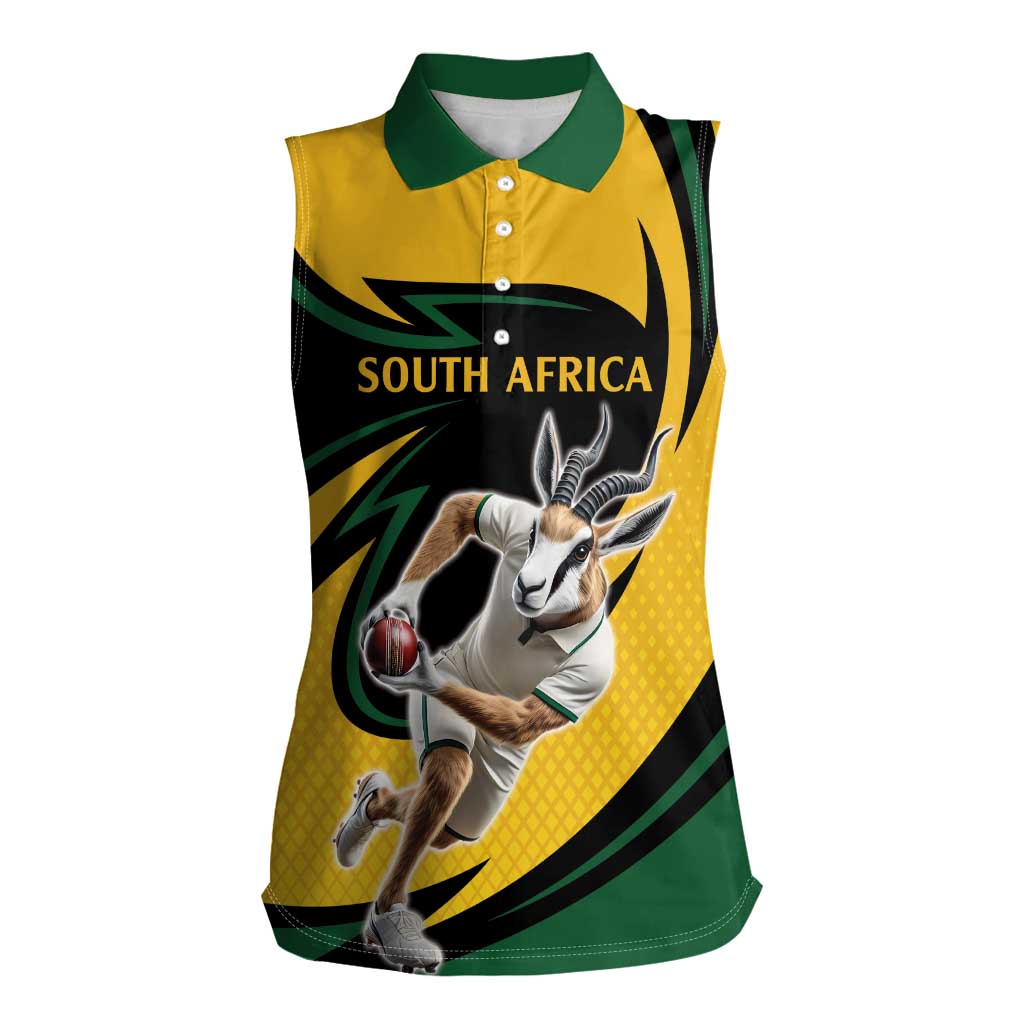 South African Springbok Cricket Custom Women Sleeveless Polo Shirt Unique Pattern