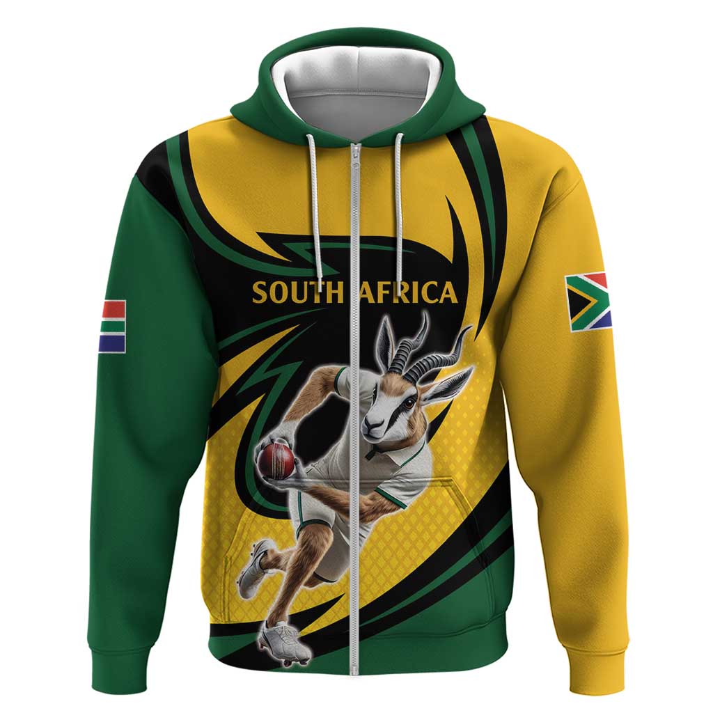 South African Springbok Cricket Custom Zip Hoodie Unique Pattern