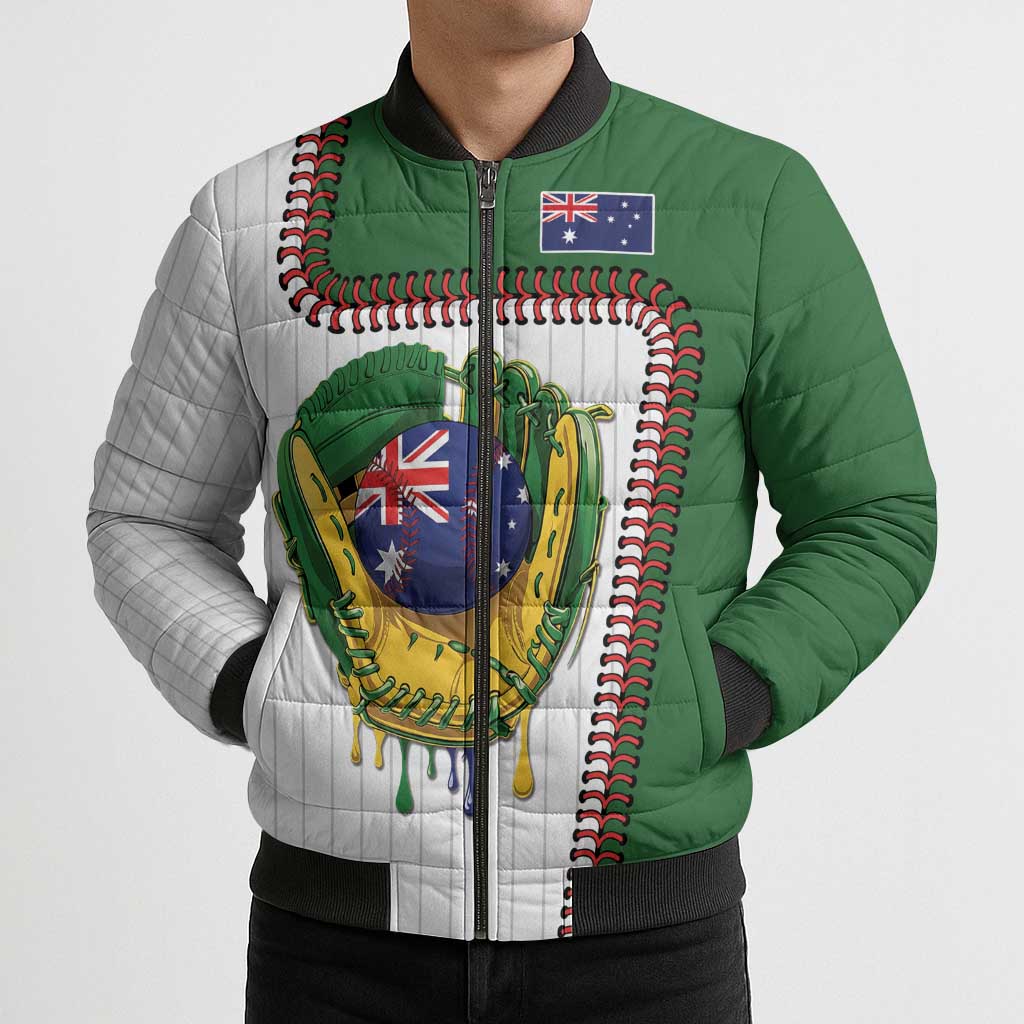 Custom Dripping Baseball Australia Bomber Puffer Jacket