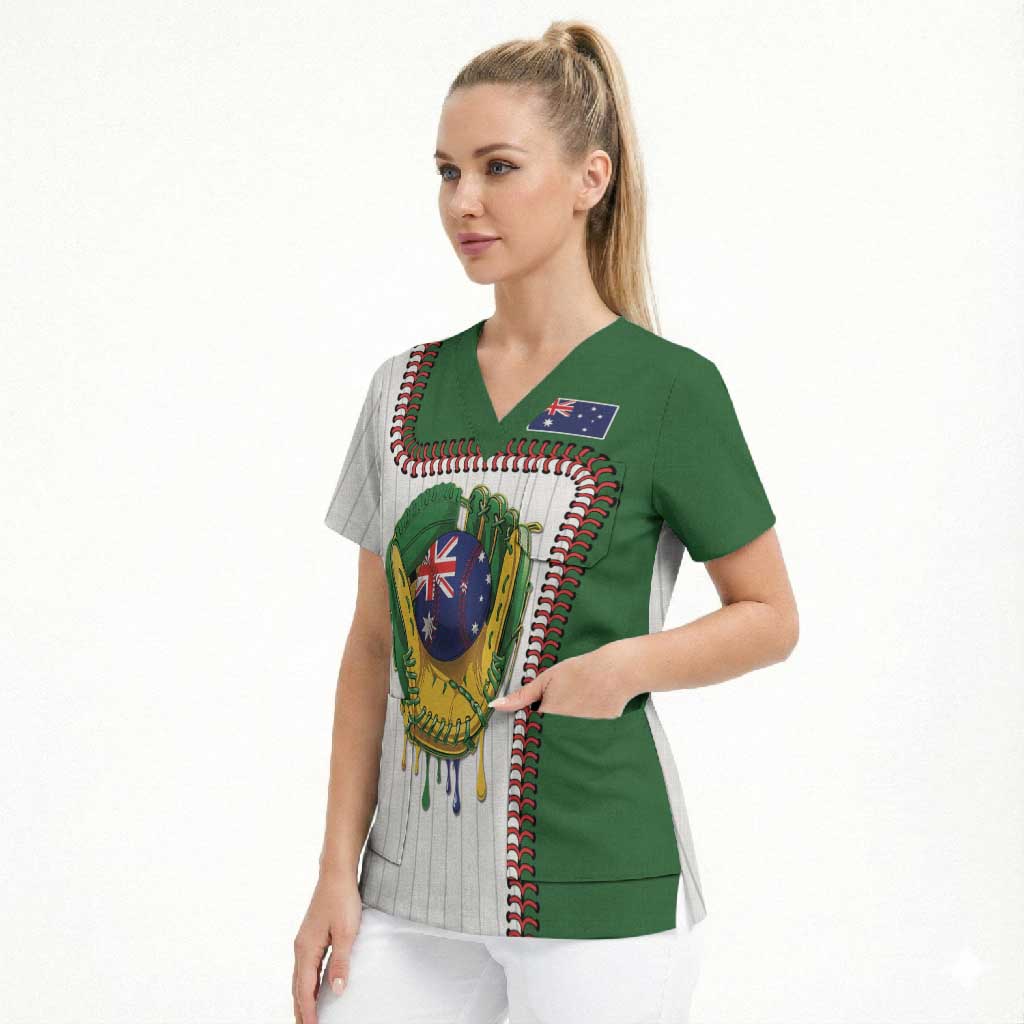 Custom Dripping Baseball Australia Scrub Top