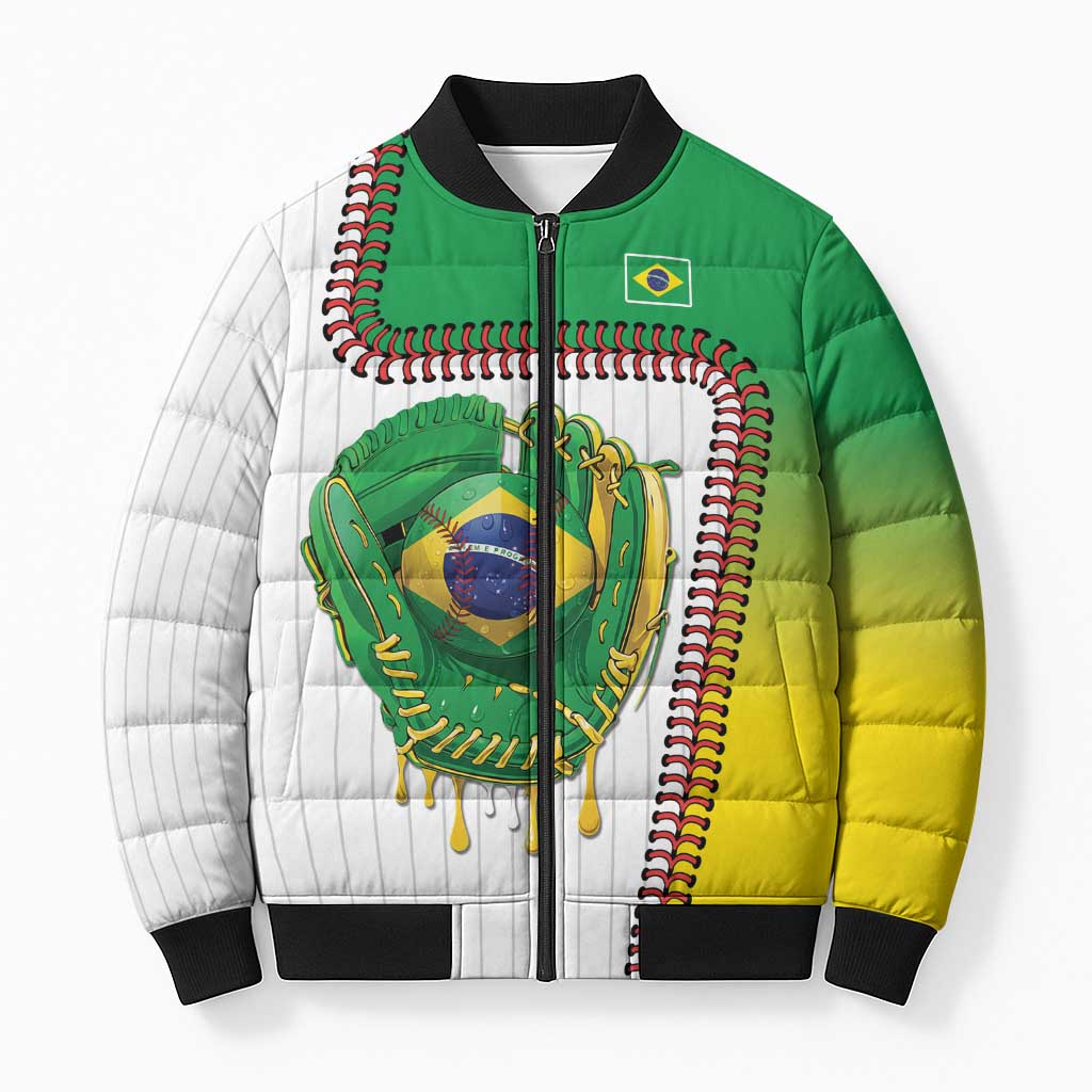 Custom Dripping Baseball Brazil Bomber Puffer Jacket
