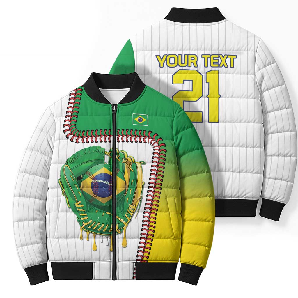 Custom Dripping Baseball Brazil Bomber Puffer Jacket