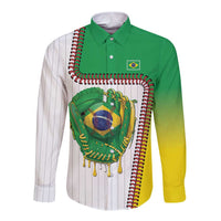 Custom Dripping Baseball Brazil Long Sleeve Button Shirt