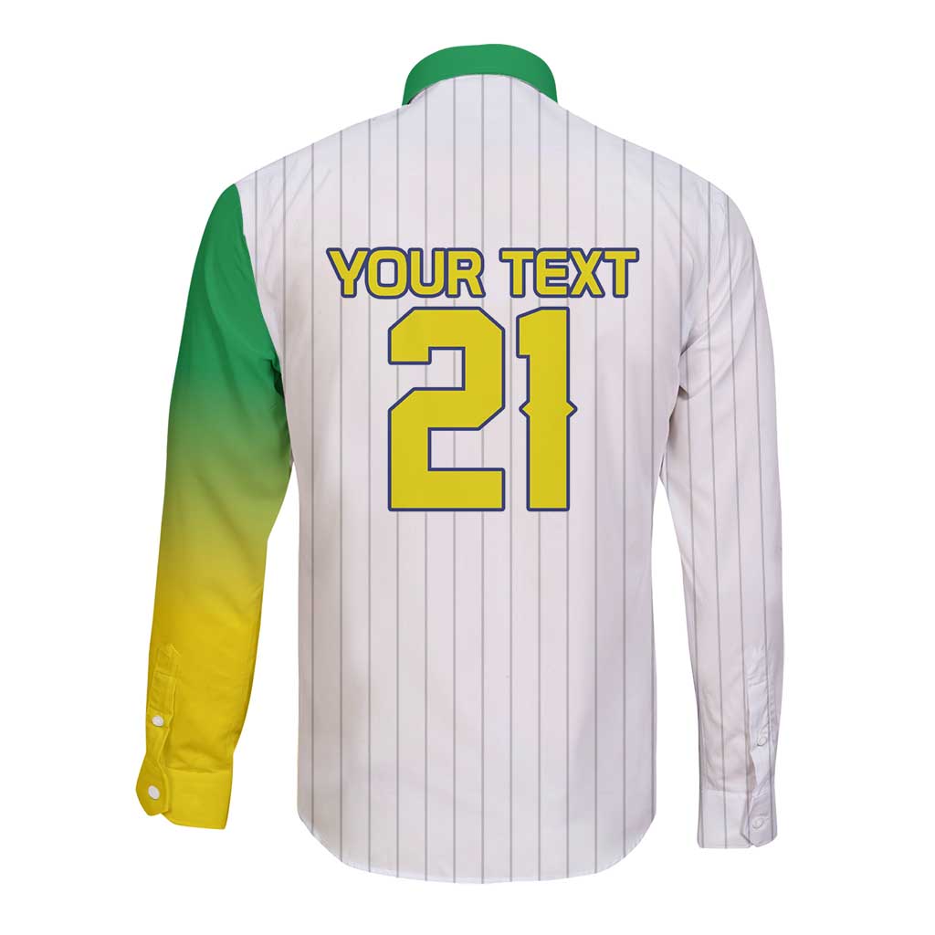 Custom Dripping Baseball Brazil Long Sleeve Button Shirt