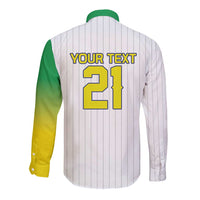 Custom Dripping Baseball Brazil Long Sleeve Button Shirt