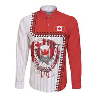 Custom Dripping Baseball Canada Long Sleeve Button Shirt