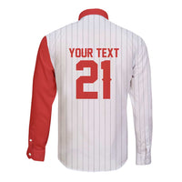 Custom Dripping Baseball Canada Long Sleeve Button Shirt