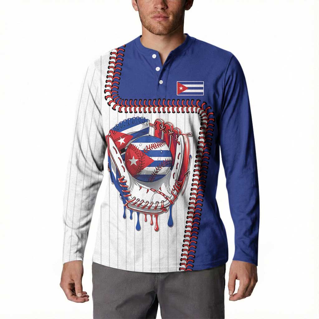 Custom Dripping Baseball Cuba Button Sweatshirt