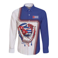 Custom Dripping Baseball Cuba Long Sleeve Button Shirt